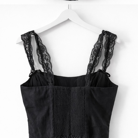 Reformation Black Lace Trim Tank Top - Picture 2 of 2